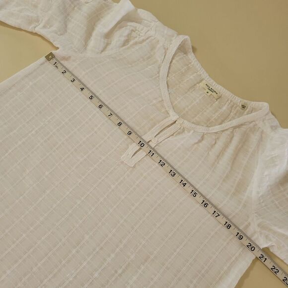 Max Studio Women's White Top with Lace Insert Balloon Sleeves - Picture 3 of 15